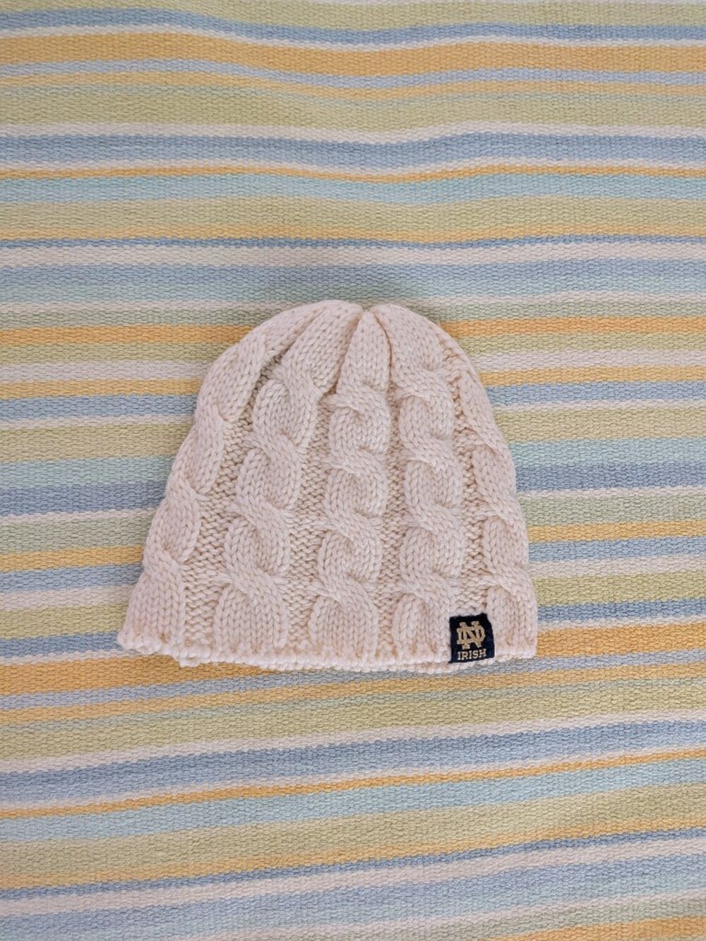 Notre Dame Adidas Cream Cable Knit Beanie